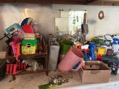 Weed killers, pruners, miracle grow, cordless drills, etc