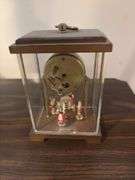 Schmid West Germany key wind clock with revolving dancers, frozen Charlotte dolls and Musipix child's radio style music box lamp