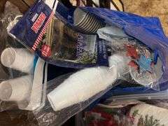 All kinds of disposables-plates, napkins, cups, etc