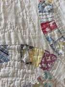 69 x 88 double wedding ring quilt, many worn spots