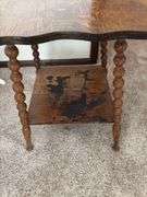 Antique oak parlor table 23 x 23 x 25H and lamp