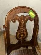 Mahogany and walnut arm rocker w/ inlaid back