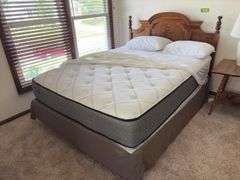 Full size headboard with Sealy Slumbercrest Collection mattress and box sping, like new