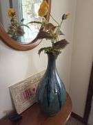 Half moon table, wall mirror and decor