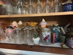Various stemware, decor, vases, etc “C” cupboards