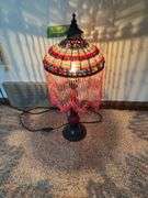 22” tall table lamp with beaded shade