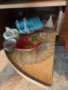 Kitchen utensils, vases, plastic storage, steamer pot, etc “B” cupboards