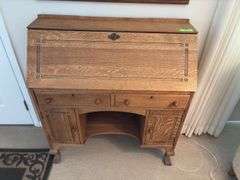 Quartersawn solid oak drop front desk 15D x 35L x 40H