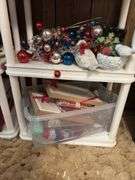 Shelf and all includes holiday decor, candles, jester music box, etc