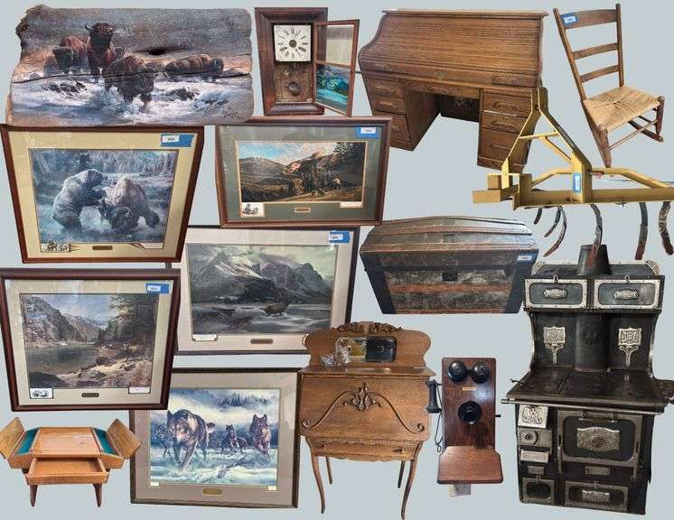 Barbara Peets Prints - Monarch Cook Stove & Other Treasures in Salmon 25-0908.iol