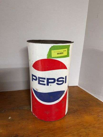 Pepsi metal trash can 15" tall image