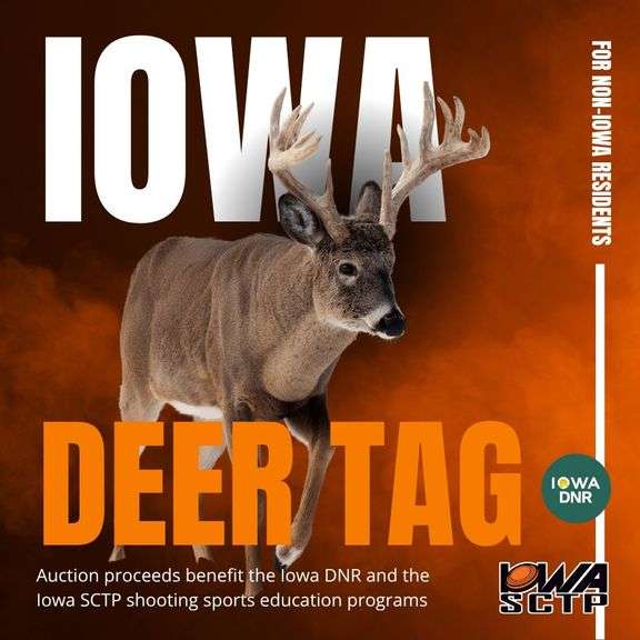 For sale in this auction is a special non-resident deer tag that can be used for either the 2025 or 2026 season. The tag is good statewide for archery, gun season 1 or 2 or late muzzleloader (hunter’s choice).  Tag includes 1 any-sex deer and 1 antlerless deer.  (Note that the non-resident hunter and habitat fee ($300/antlerless or $600/antler) is the responsibility of the hunter). image