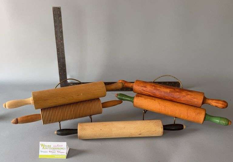 Five wooden rolling pins 16” - 19” image