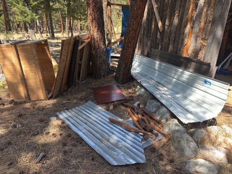 Metal sheeting, 3 sheets plywood, table legs, shipping crates image