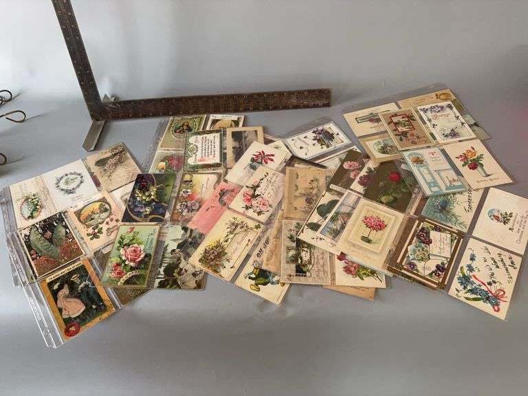 Box of vintage postcards, 28 pages image