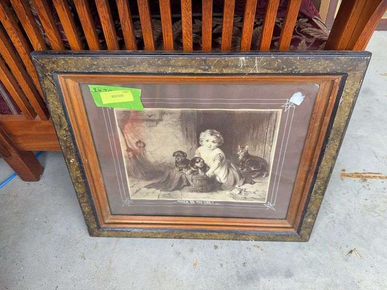 “Which Do You Like” antique framed print 24 x 20 image