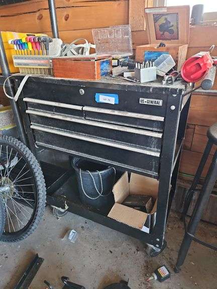US General Tool Chest, 31 x 19 x 39, with All Contents, No Key, Drawers are locked image