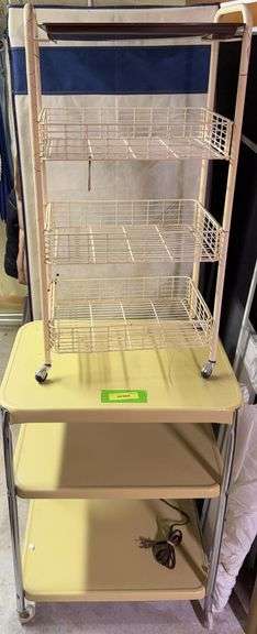 Kitchen utility cart and rolling basket rack image