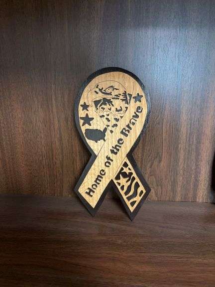 Laser wood Home of the Brave plaque by Max and Shirley Sorick image