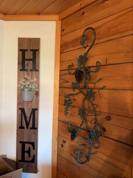 Grape metal wall art 46” long, Wood HOME wall art image