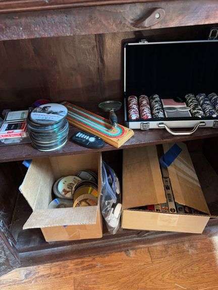 Poker chips, cribbage boards, cards, DVD’s, VHS tapes-bring boxes to pack image