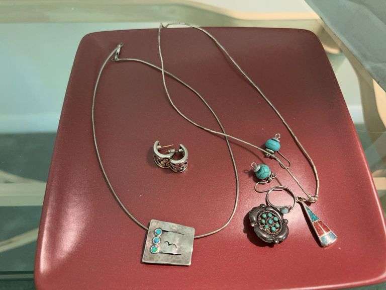 Turquoise, western jewelry, one necklace marked 925 image