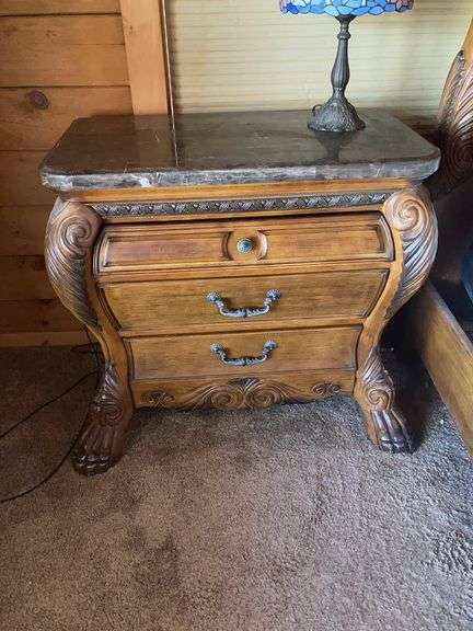 Pair of nightstands with marble top 35x29x34 image