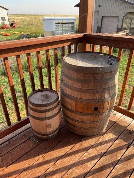 Large Whiskey barrel, small whiskey barrel image