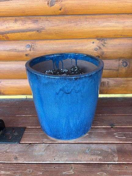 Large ceramic blue flower pots image