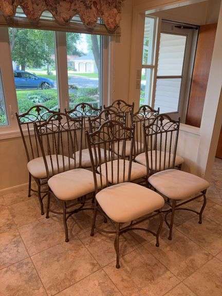 Eight Carven Enterprises Ltd dining chairs Seat pads need cleaned Chairs are a heavy metal image