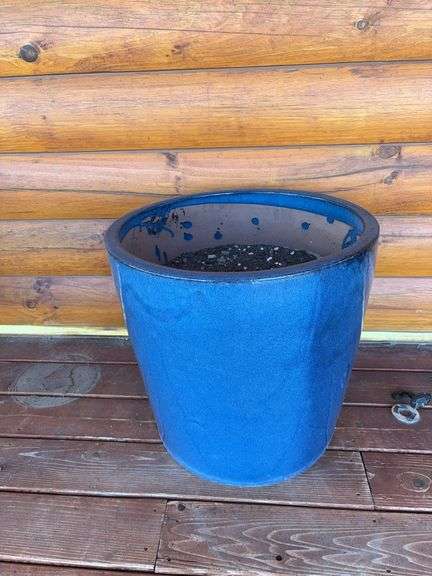 Large ceramic blue flower pots image