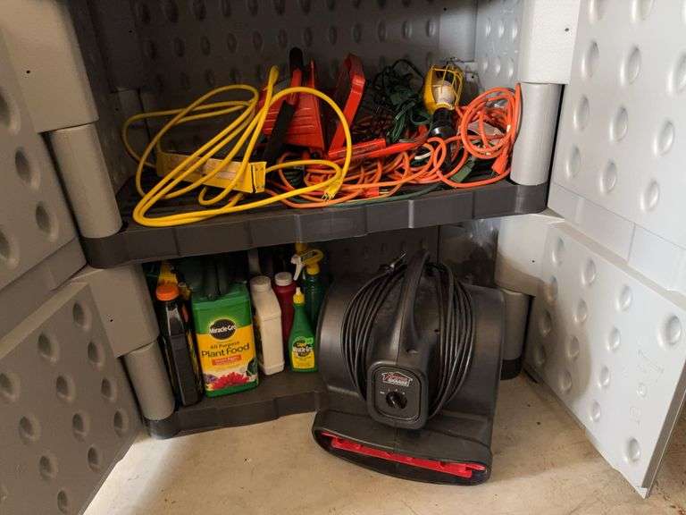 Xtreme Garage blower fan, lights drop cords and garden chemicals image