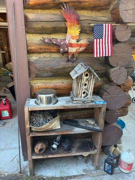 Decor misc - eagle cutout, bird house, tire chains image