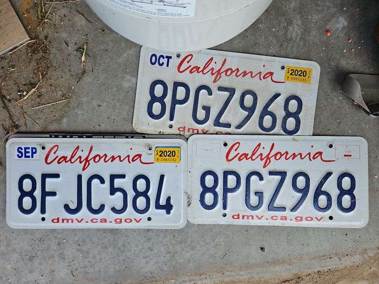 California License Plates - 1 Pair, 1 Single image
