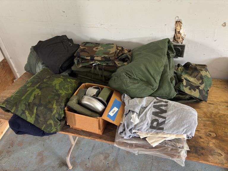 Assorted military clothing items and more image