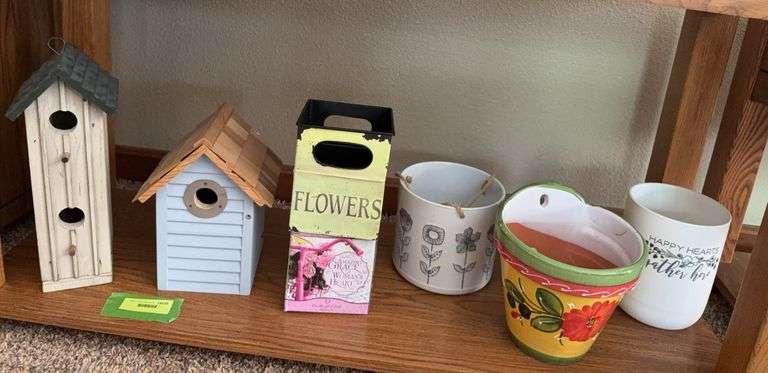 Bird houses and flower pots image