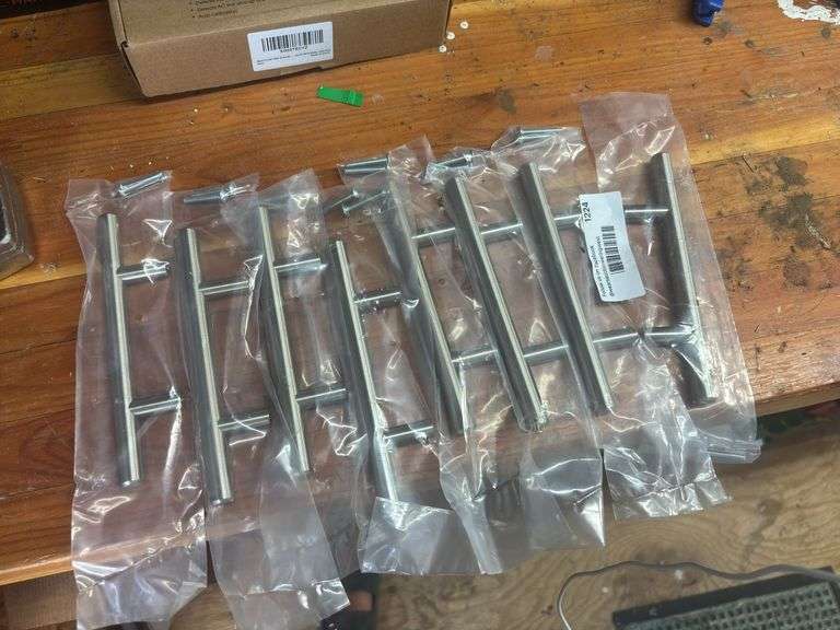 8, 6 inch brushed nickel drawer and cabinet pulls image