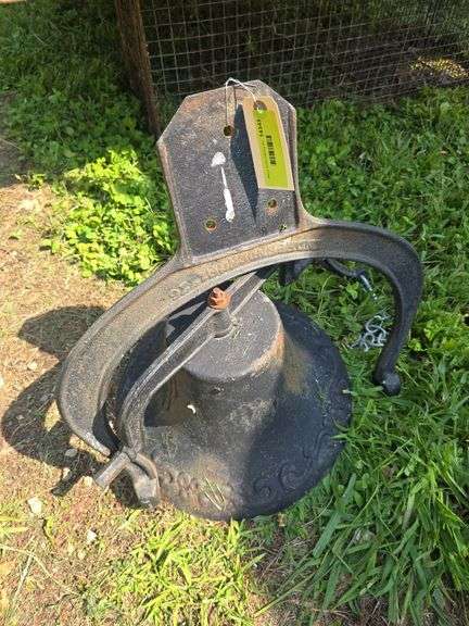 Cast iron school bell 13.5” bell base Clapper intact image