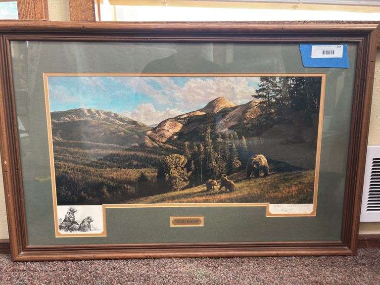 “Grizzly Meadow” remarqued artist proof by Barbara Peets number 11 of 350 framed size 32 x 21 image