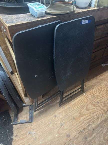Two small portable fold up tables image