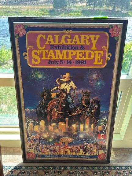 Calgary stampede 1991 framed poster on board image