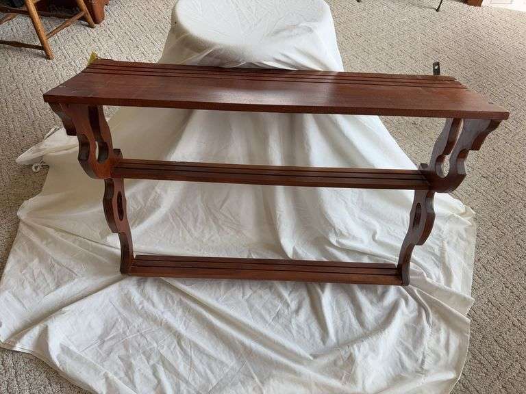 Approx 30” long wall shelf with plate rails image