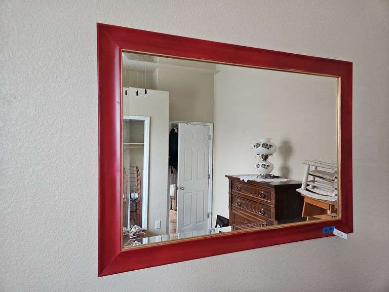 Red Framed Mirror, 41 x 29 image