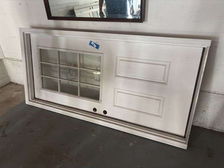 NEW Therma Tru 9 lite smooth surface white pre hung entry door 36 x 80  See photos of label image