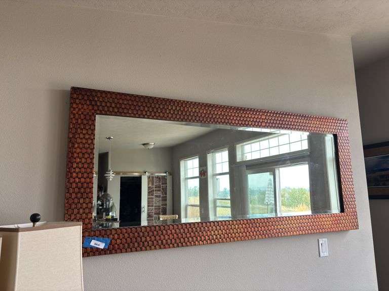 Large beveled wall mirror - can be floor standing or horizontal hanging 78 x 33 image