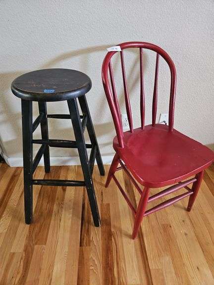 31"h Stool, Red Chair image
