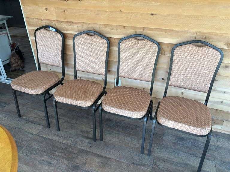 Four metal frame upholstered chairs image