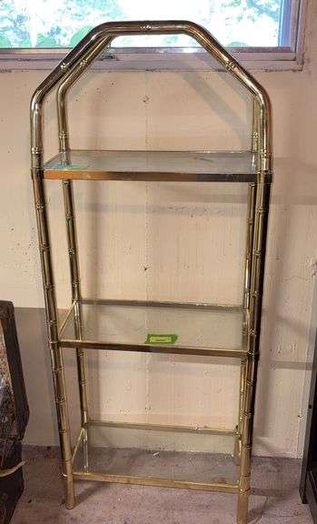 11D x 26L x 35H brass and glass shelf NO CONTENTS image