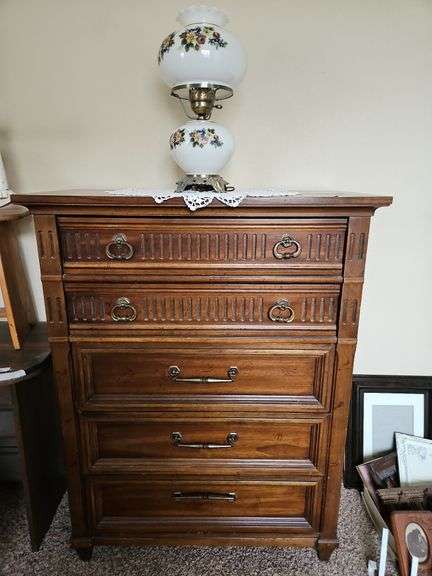 Dresser, 38 x 19 x 50h, Vintage Glass Lamp image
