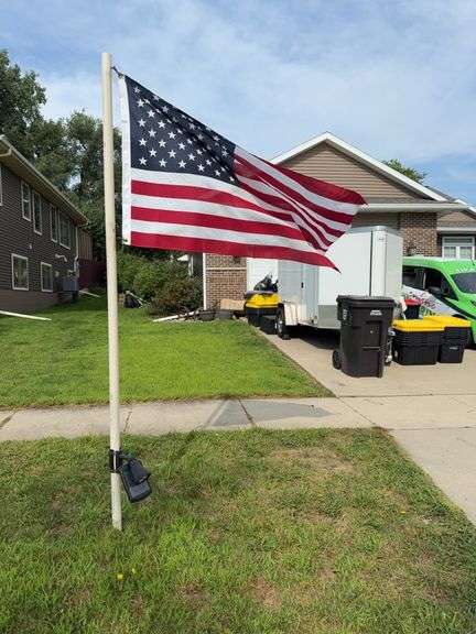 3 flags-US, MIA, and Black/White/Blue US flags image